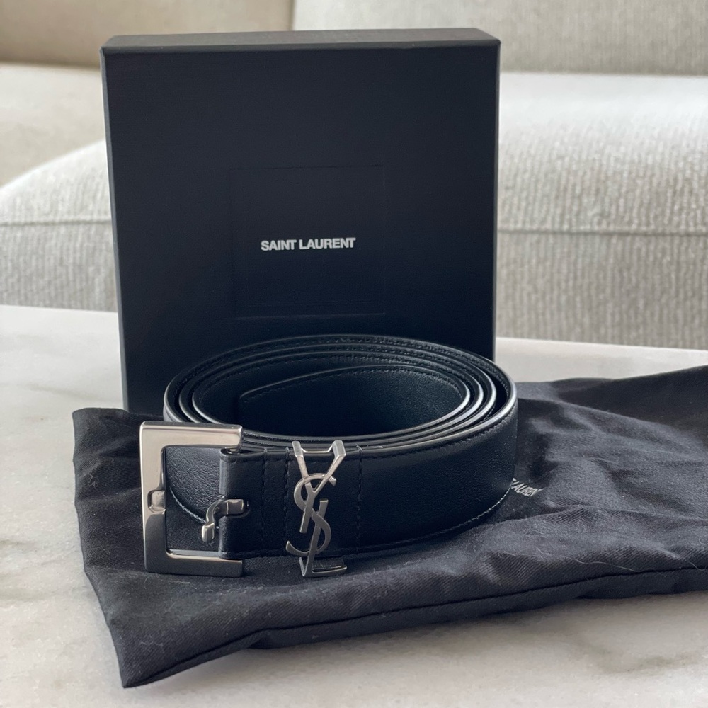 Saint Laurent Black Leather Belt